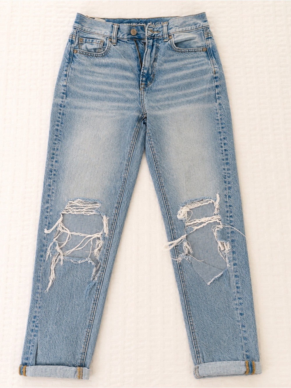American Eagle Outfitters Light Blue Distressed Boyfriend Jeans